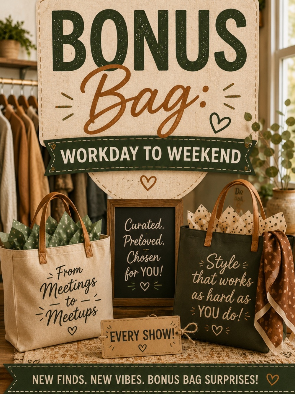 Bonus Bag Tote Pair - Green & Beige Workday to Weekend